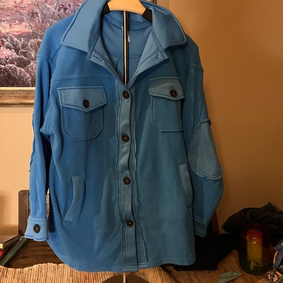 Beautiful blue fleece Shacket. - Picture 2 of 2